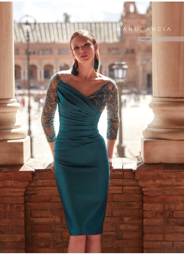 VESTIDO JACQUARD Y TUL...
