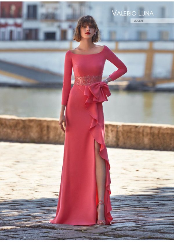 VESTIDO CREPE Y BLONDA LUREX
