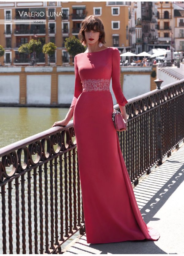 VESTIDO CREPE Y BLONDA LUREX