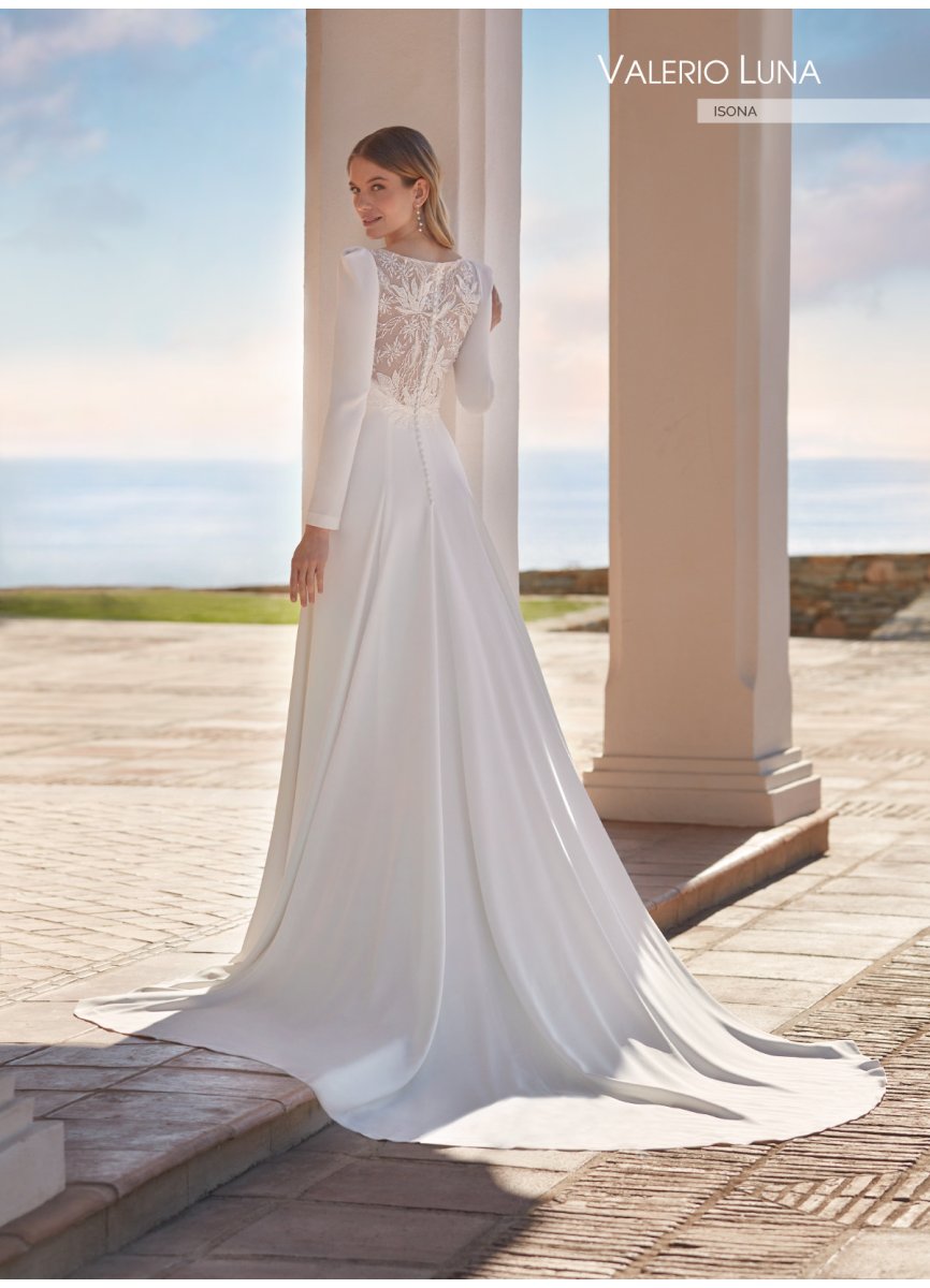 VESTIDO CREPE Y TUL PEDRERIA