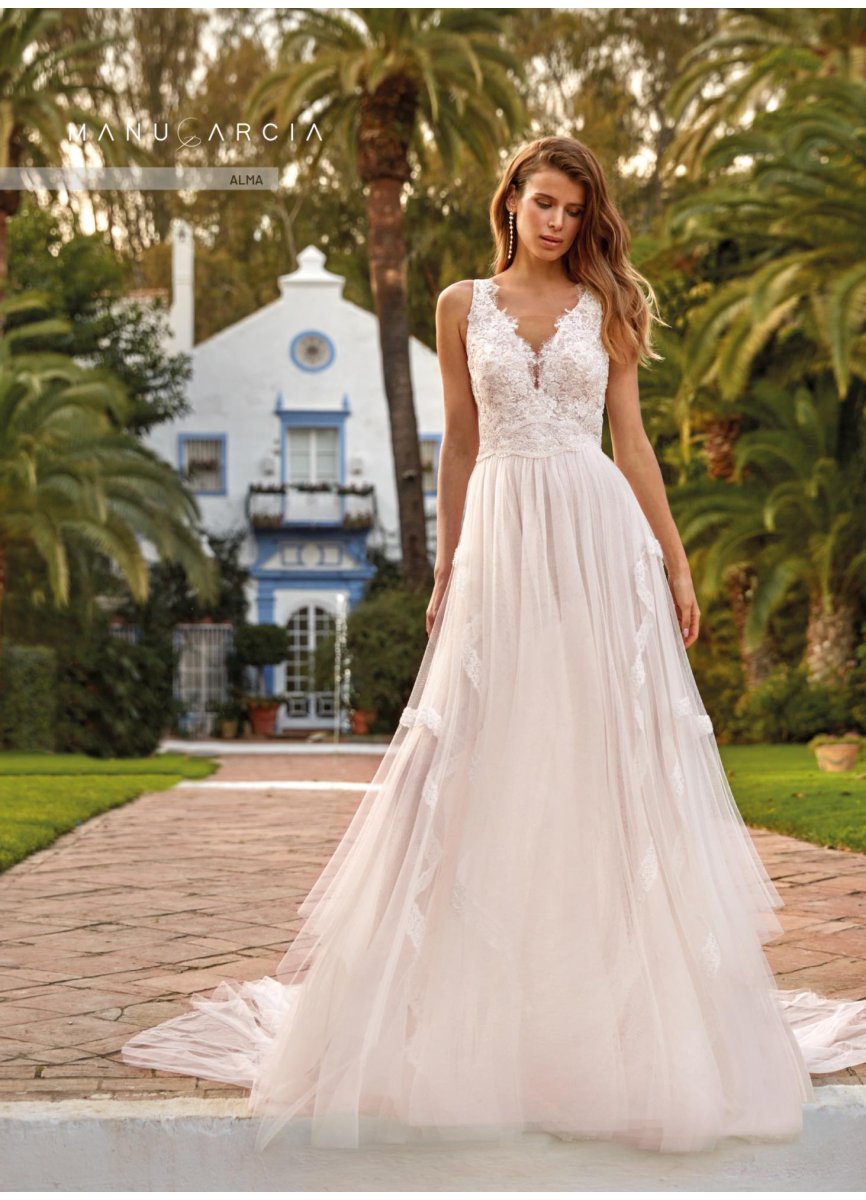 VESTIDO ENCAJE Y TUL SEDA