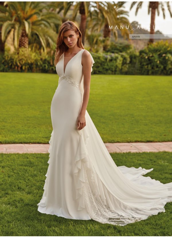 VESTIDO CREPE.TUL PEDRERIA...
