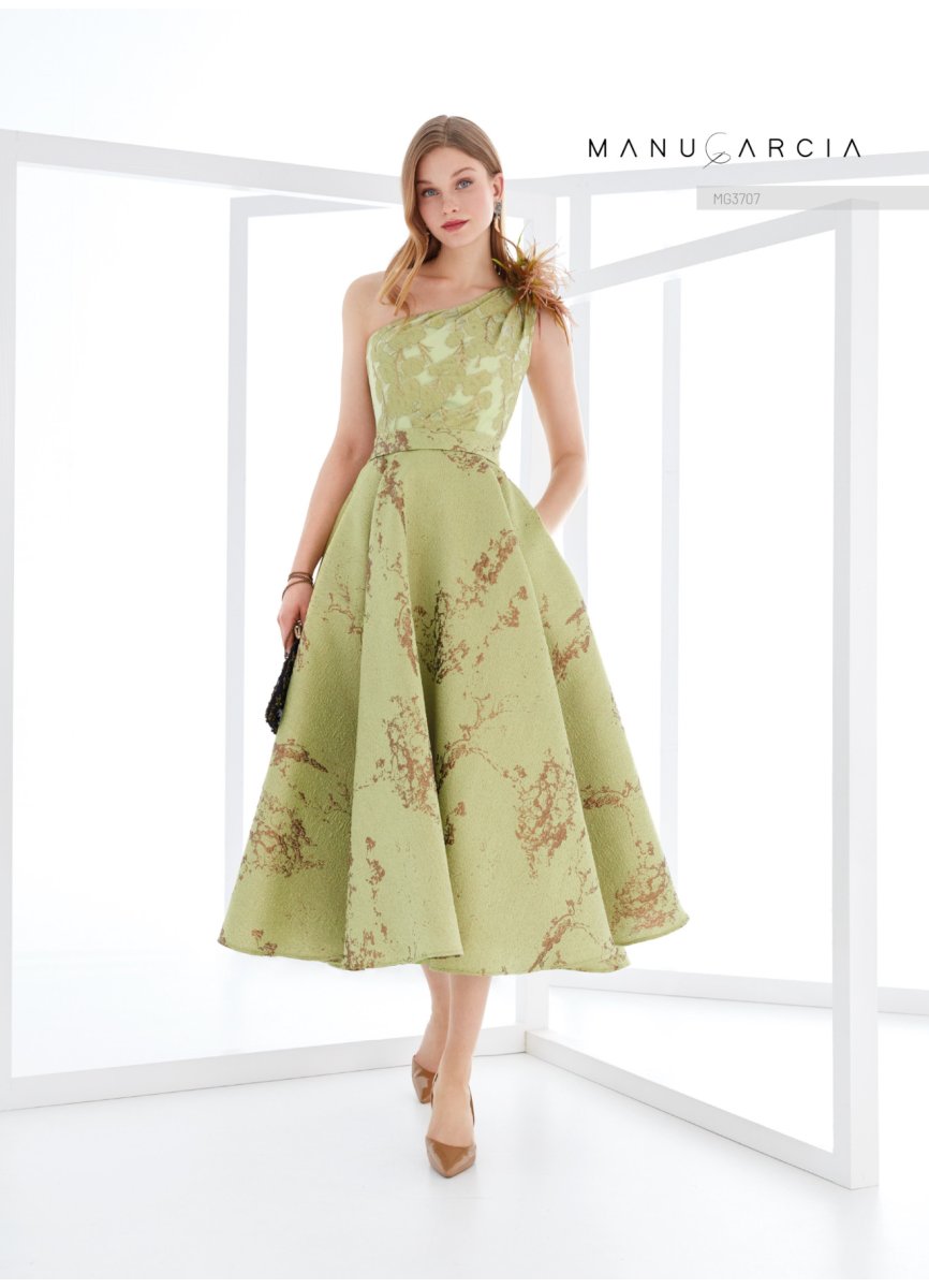 VESTIDO CORTO BROCADO Y ORGANZA FANTASIA