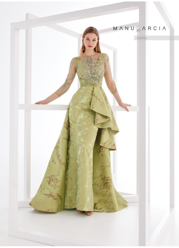 VESTIDO.SOBRECOLA BROCADO Y...