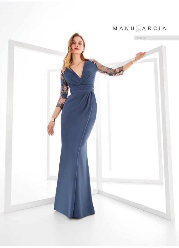 VESTIDO CREPE SATEN Y TUL...