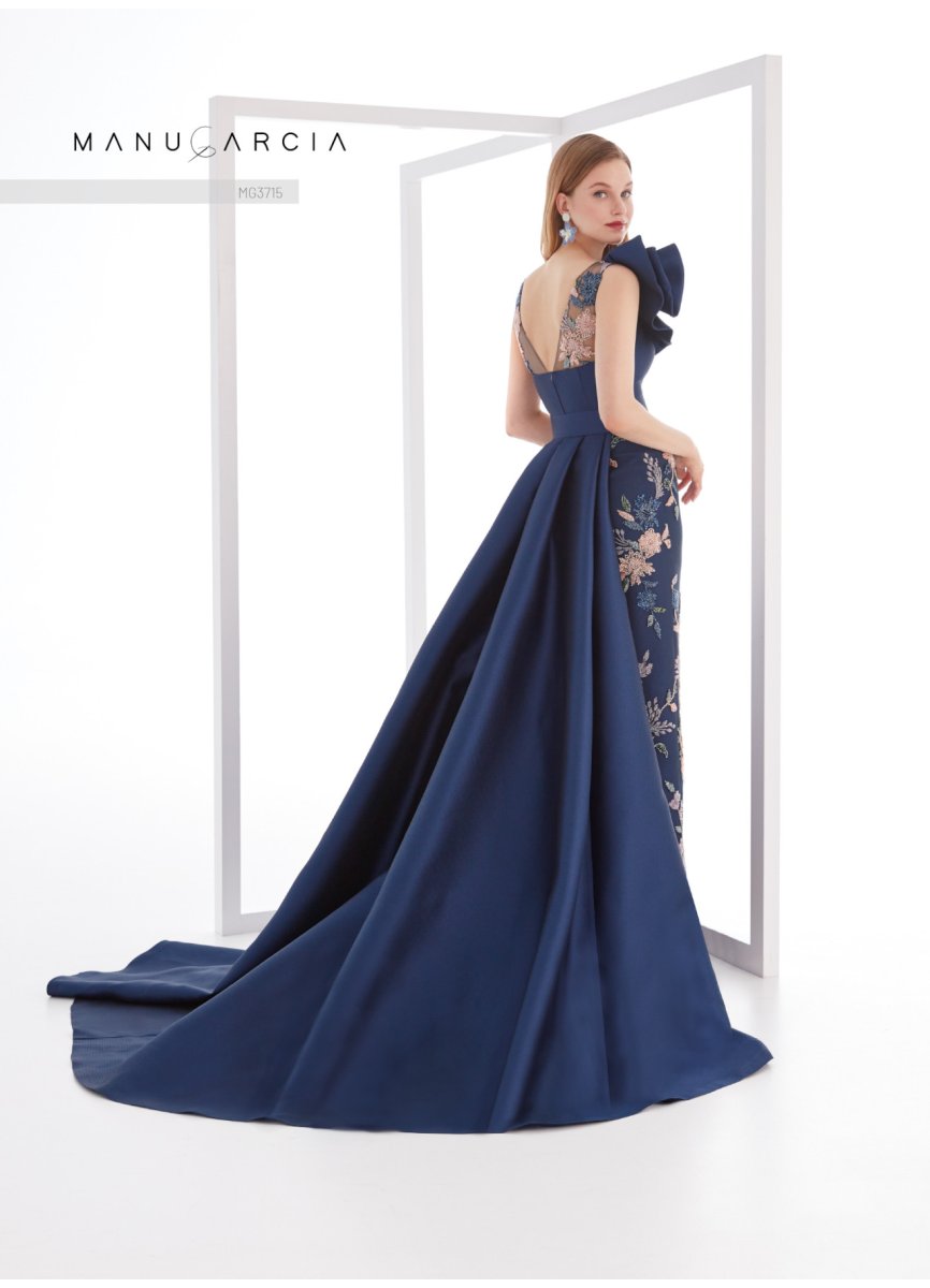 VESTIDO.SOBRECOLA PIQUE Y TUL PEDRERIA