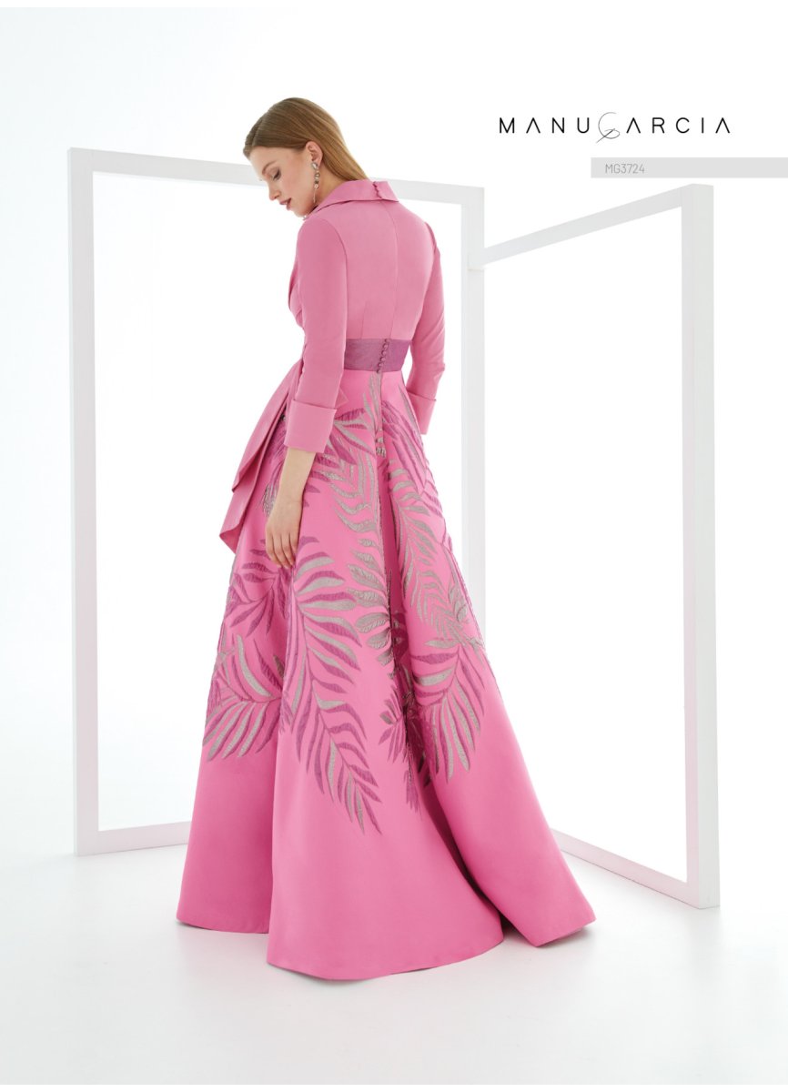 VESTIDO TAFETA Y BROCADO FANTASIA