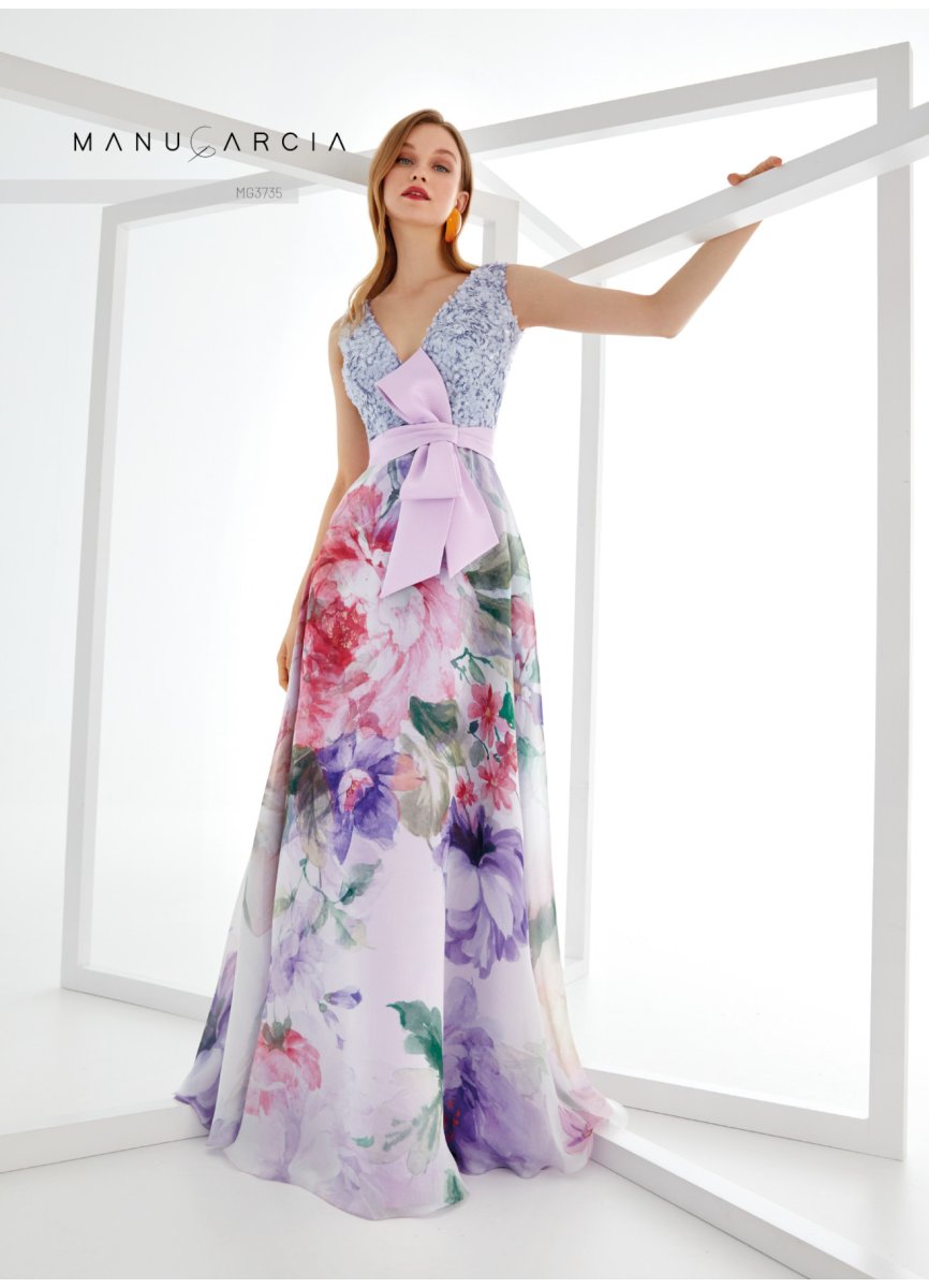 VESTIDO PALLET Y ORGANZA ESTAMPADA