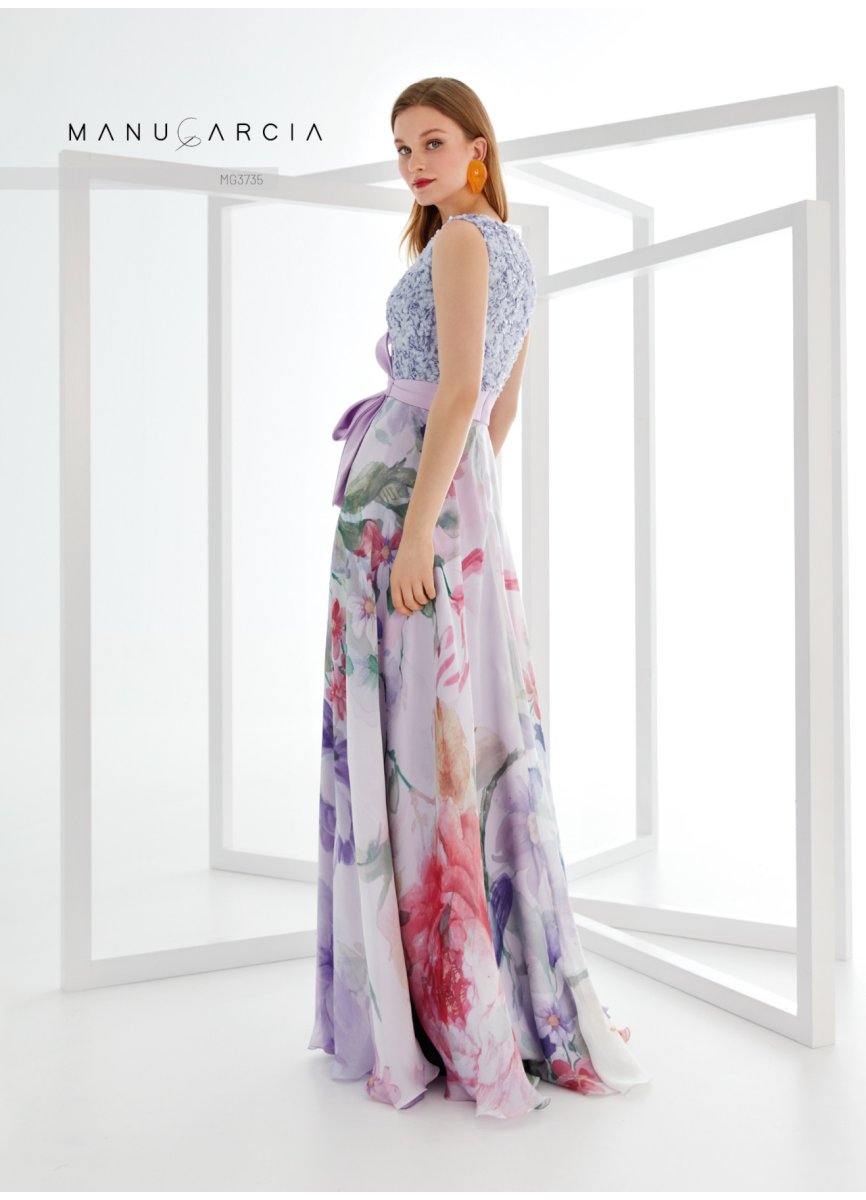 VESTIDO PALLET Y ORGANZA ESTAMPADA