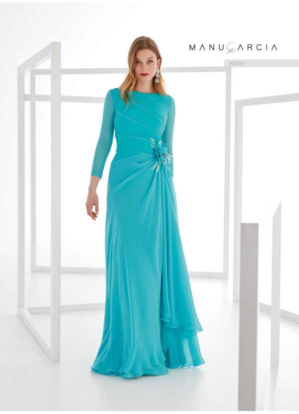 VESTIDO CREPE SATEN Y GASA