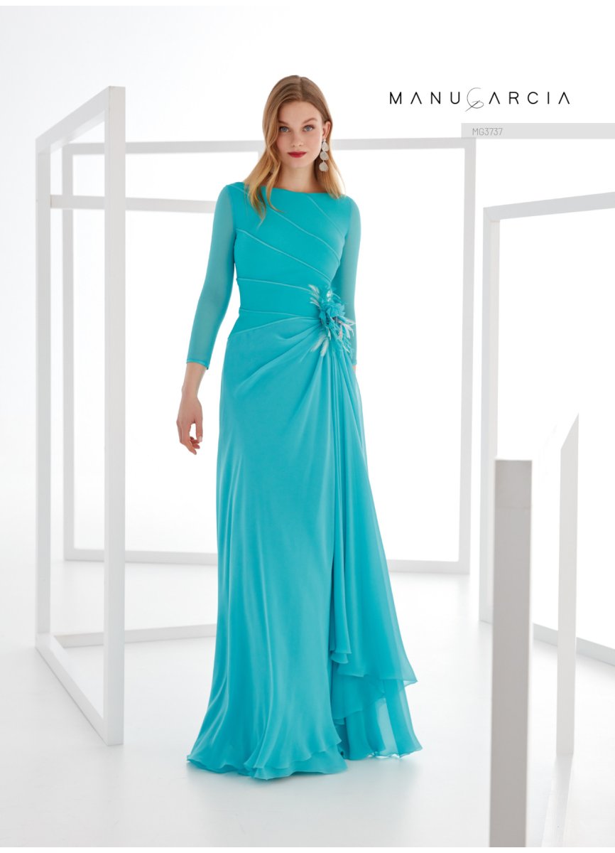 VESTIDO CREPE SATEN Y GASA