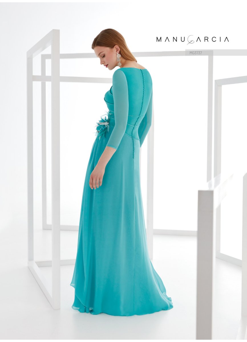 VESTIDO CREPE SATEN Y GASA