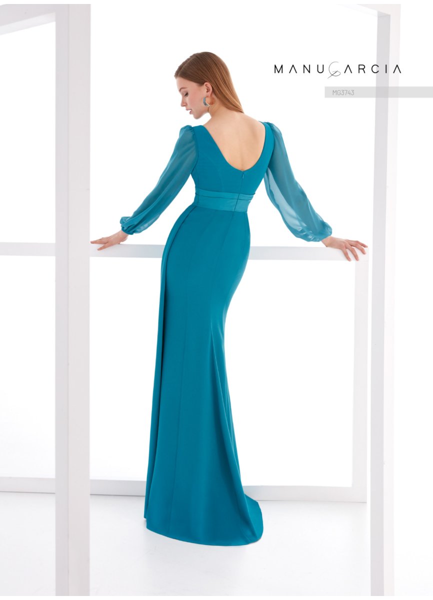 VESTIDO CREPE SATEN Y GASA