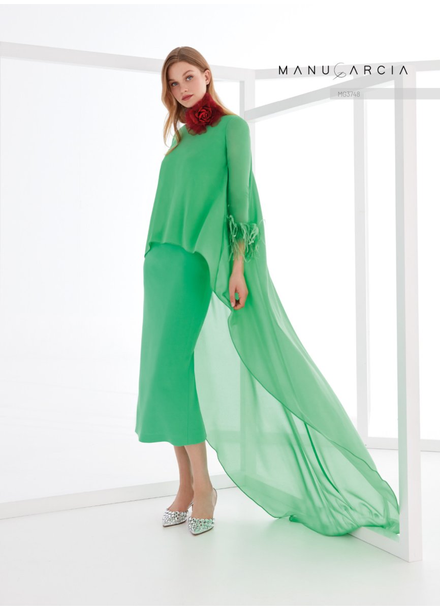 VESTIDO CREPE SATEN Y GEORGETTE