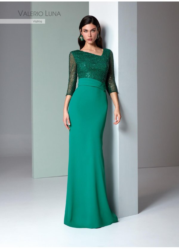 VESTIDO CREPE SATEN Y RED...