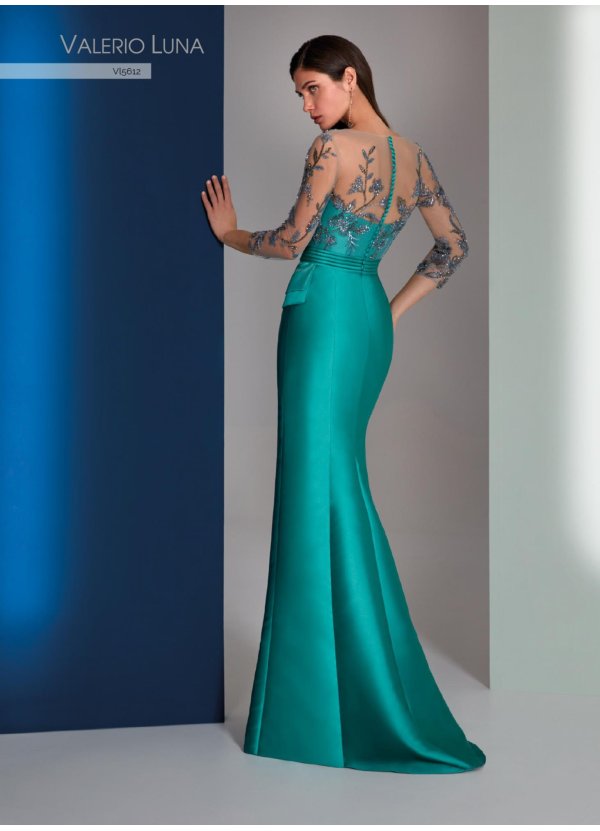 VESTIDO MIKADO Y TUL PEDRERIA 2