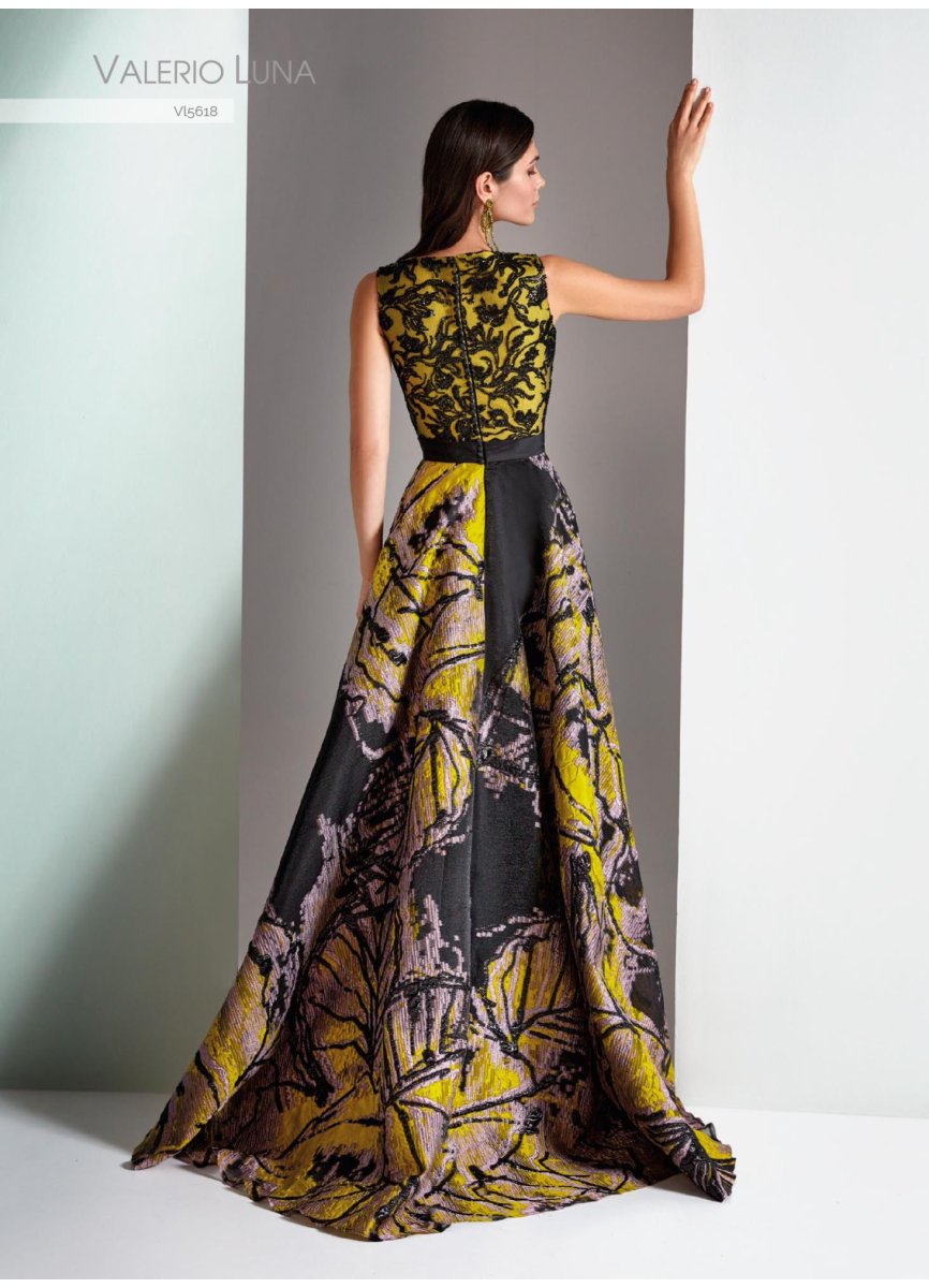 VESTIDO ORGANZA FANTASIA Y TUL PEDRERIA