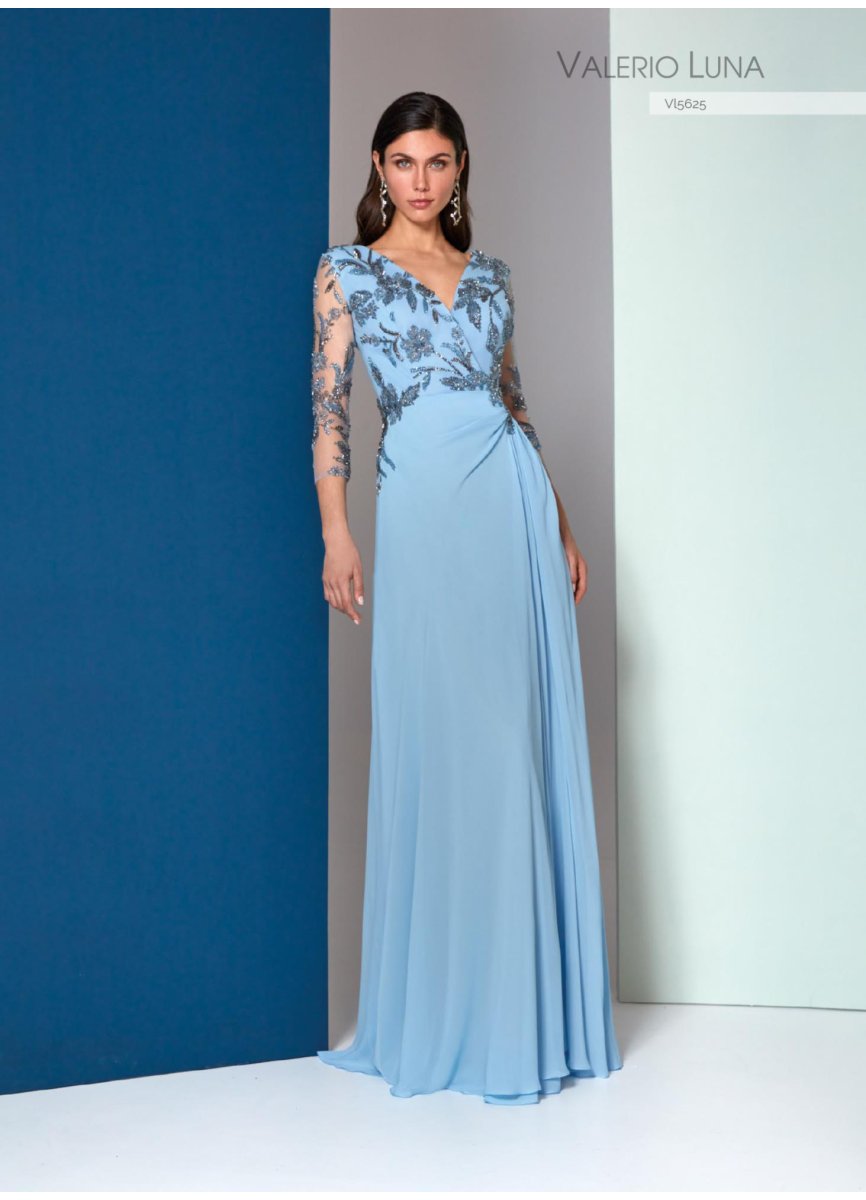 VESTIDO TUL PEDRERIA Y GASA