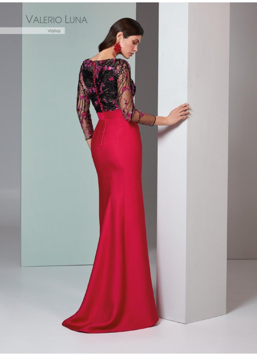 VESTIDO PIQUE TESLA Y TUL PEDRERIA