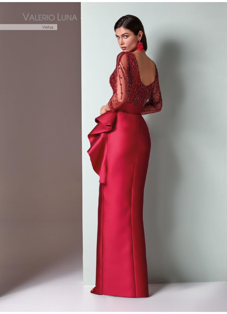 VESTIDO PIQUE Y TUL PEDRERIA