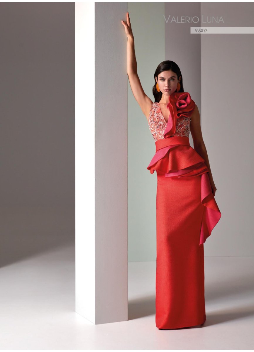 VESTIDO PIQUE RUSTICO Y TUL BORDADO PEDR