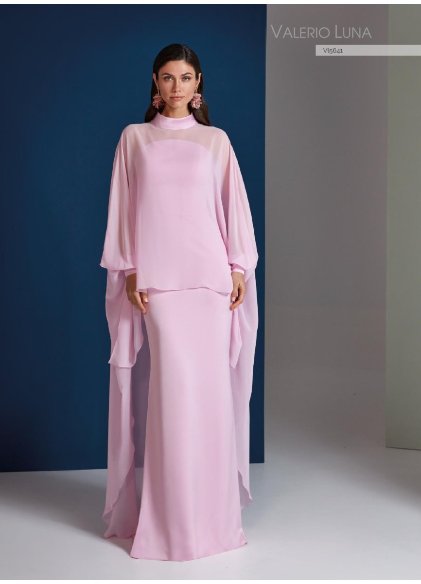 VESTIDO CREPE SATEN Y GASA