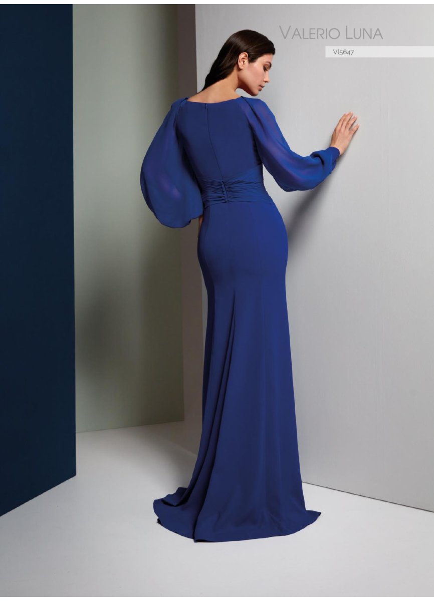 VESTIDO CREPE SATEN.GASA Y TIRA PEDRERIA