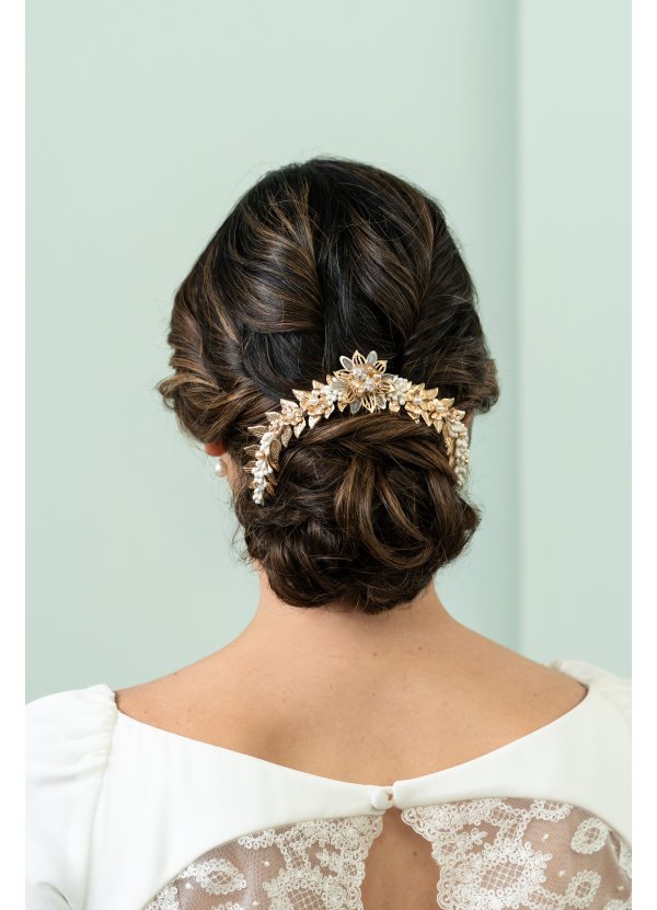 Tocado de novia floral azul