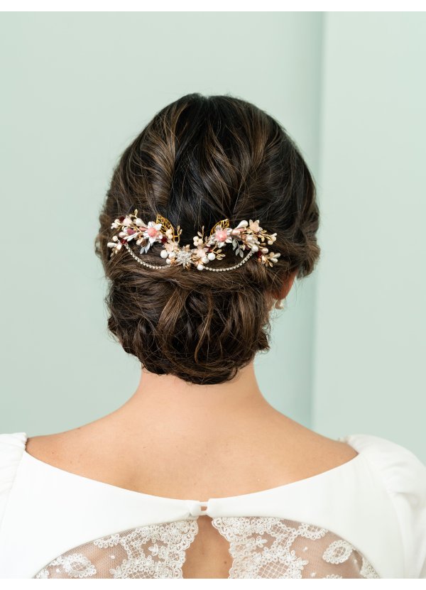 Tocado de novia floral celeste