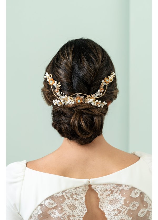 Tiara de novia floral blanca