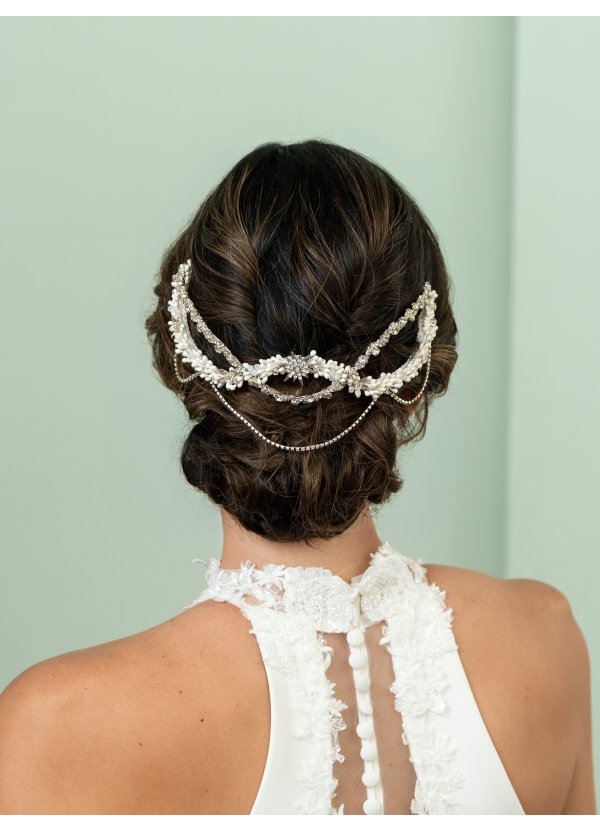 Tiara de novia floral con...