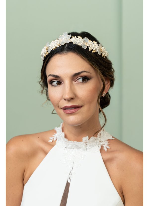 Tiara joya de novia dorada