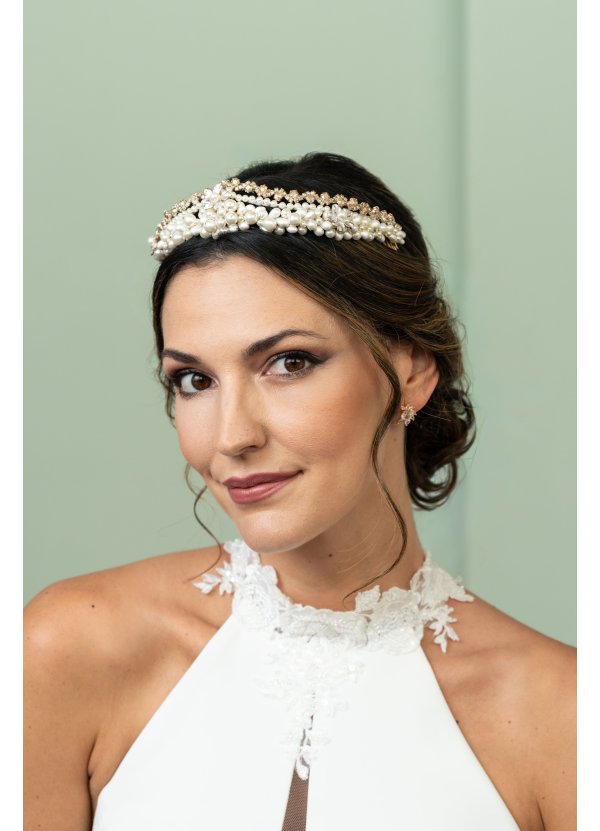 Tocado de novia floral blanco