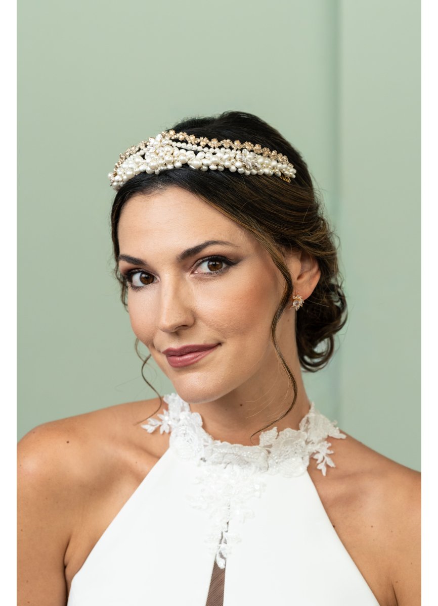 Tocado de novia floral blanco