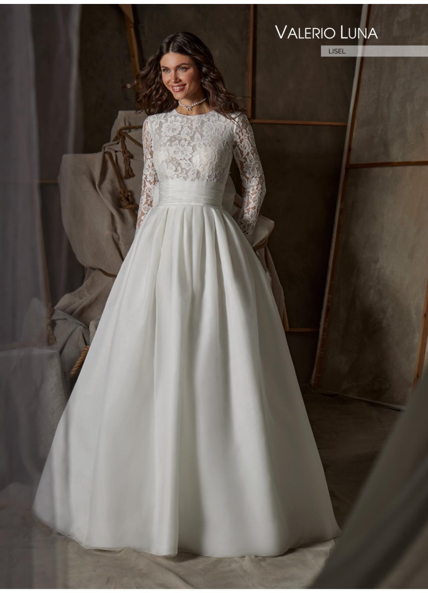 VESTIDO ENCAJE Y ORGANZA SEDA