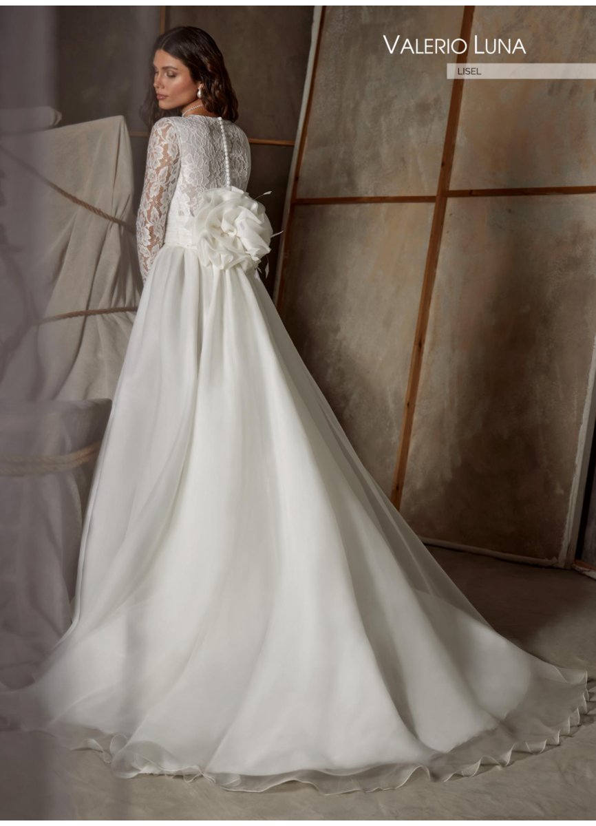 VESTIDO ENCAJE Y ORGANZA SEDA