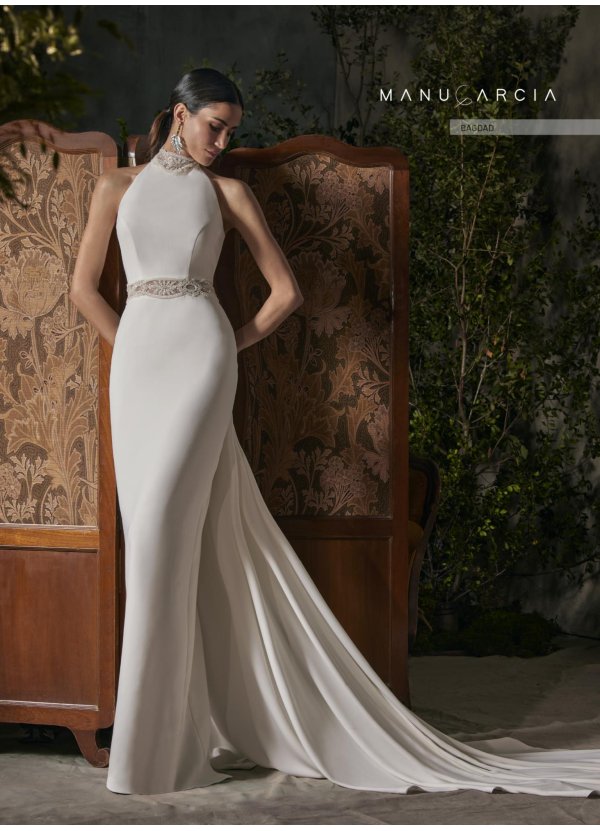 VESTIDO CREPE Y BLONDA...