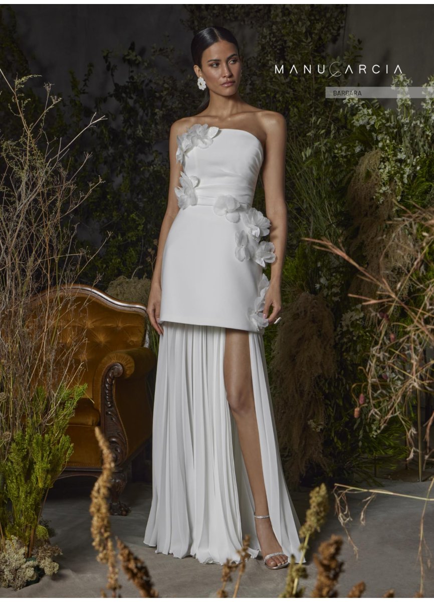 VESTIDO CREPE Y FALDA PLISADO SOLEY