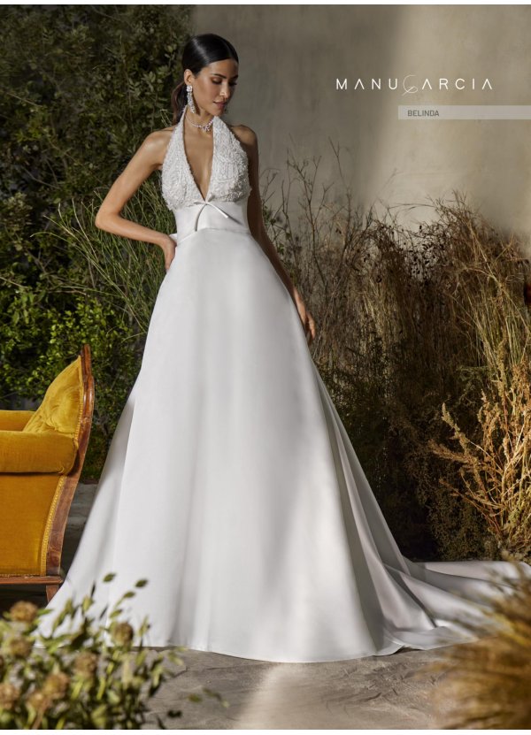 VESTIDO MIKADO Y ENCAJE