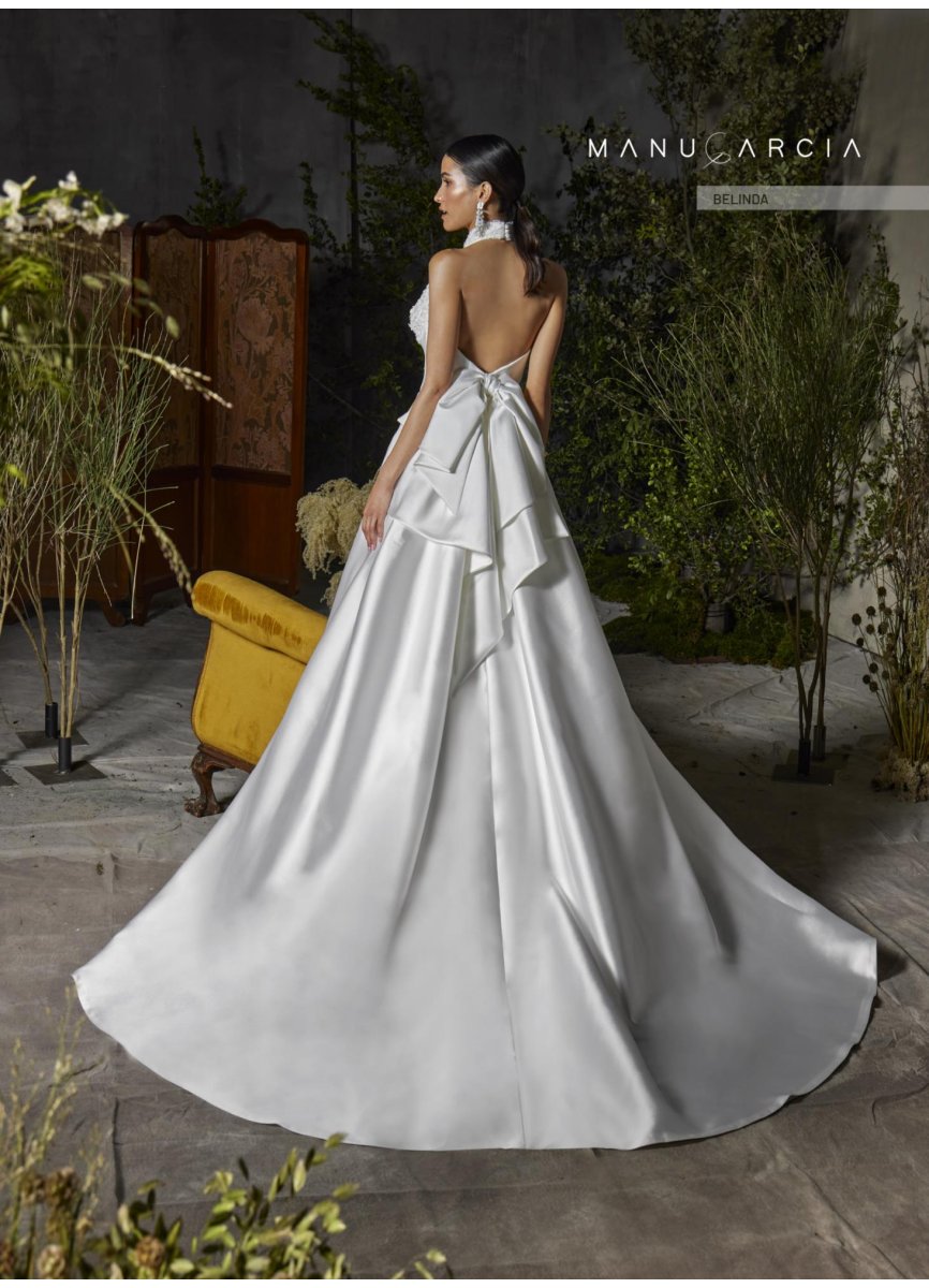 VESTIDO MIKADO Y ENCAJE