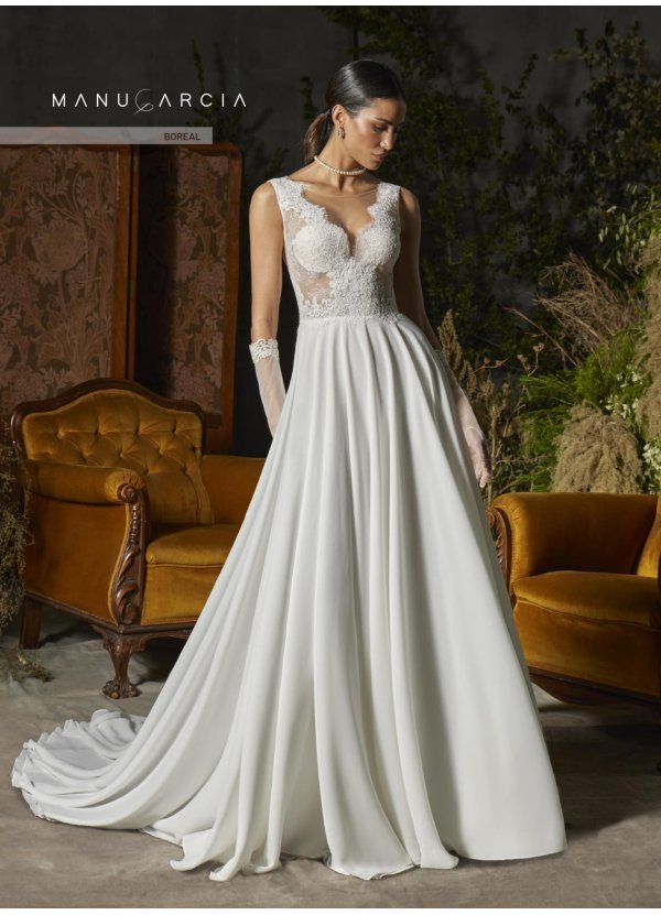VESTIDO ENCAJE Y GEORGETTE