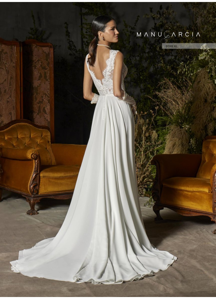 VESTIDO ENCAJE Y GEORGETTE