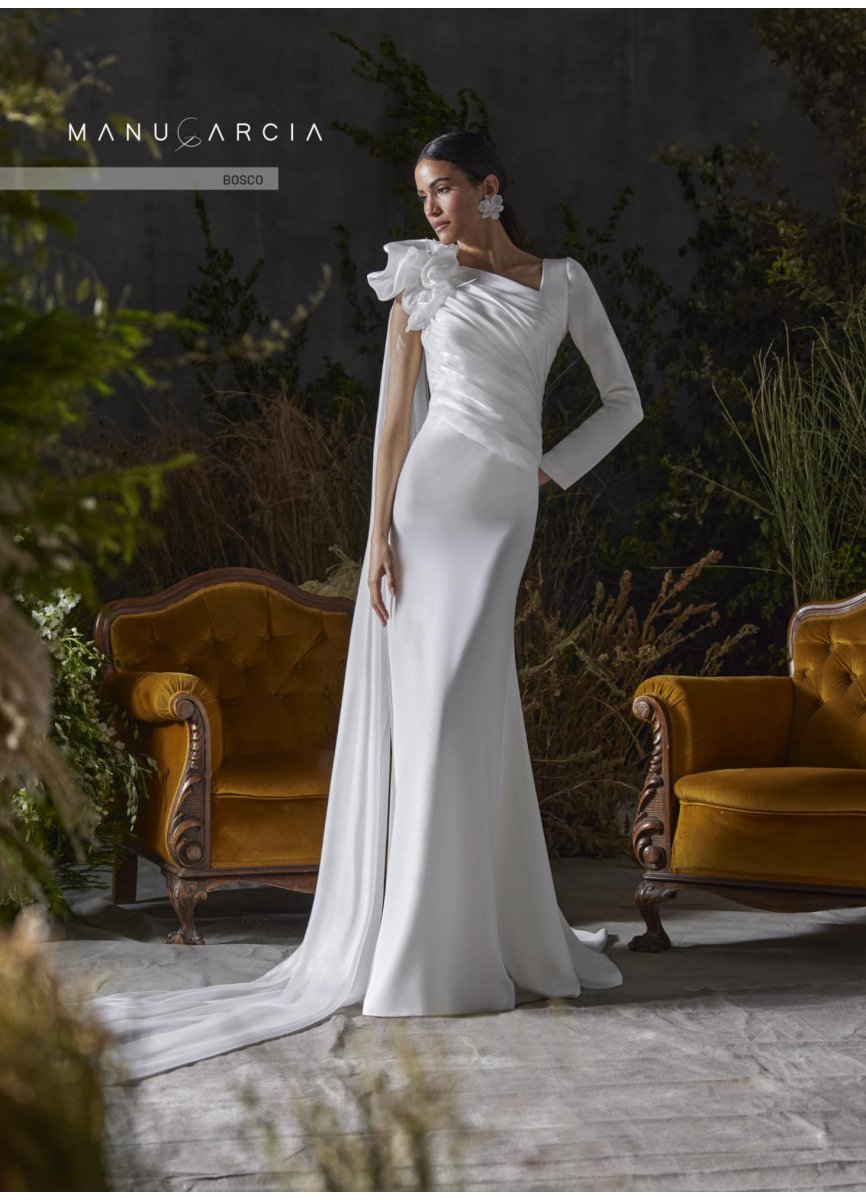 VESTIDO CREPE Y ORGANZA