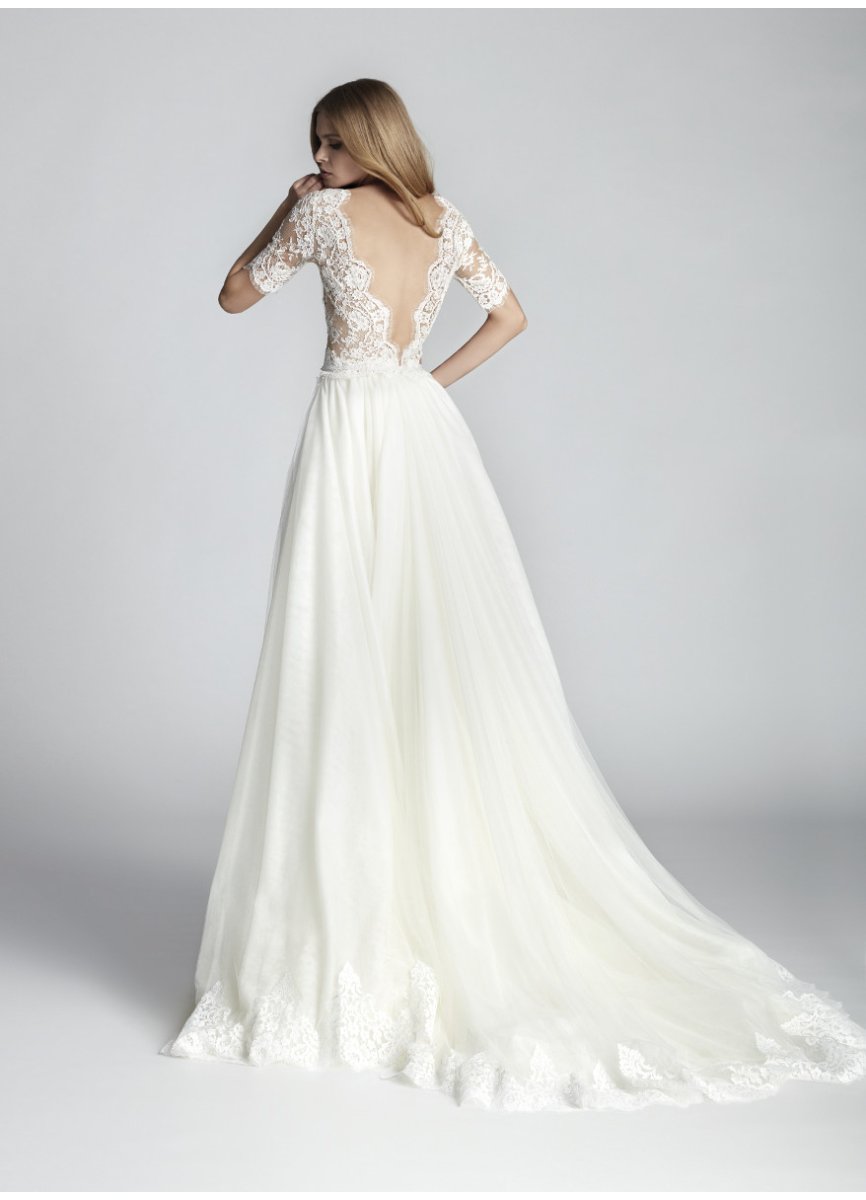 VESTIDO TUL SEDA Y ENCAJE